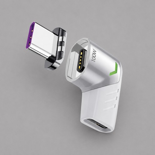 Адаптер USB-С - USB-C, магнитный, белый, Deppa с нанесением логотипа с нанесением логотипа