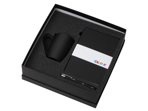 Подарочный набор с блокнотом С2, металлической ручкой и кружкой, черный