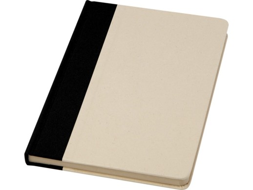 Liliana блокнот формата А5 в твердой обложке из пластика из сахарного тростника - сплошной черный с нанесением логотипа с нанесением логотипа