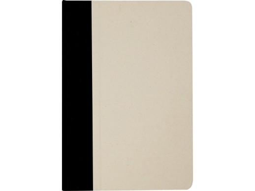 Liliana блокнот формата А5 в твердой обложке из пластика из сахарного тростника - сплошной черный с нанесением логотипа с нанесением логотипа