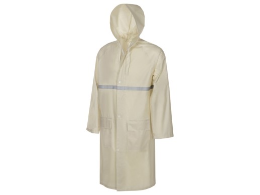 Длинный дождевик Lanai из полиэстера со светоотражающей тесьмой, молочный с нанесением логотипа с нанесением логотипа