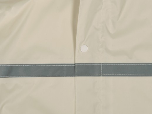 Длинный дождевик Lanai из полиэстера со светоотражающей тесьмой, молочный с нанесением логотипа с нанесением логотипа