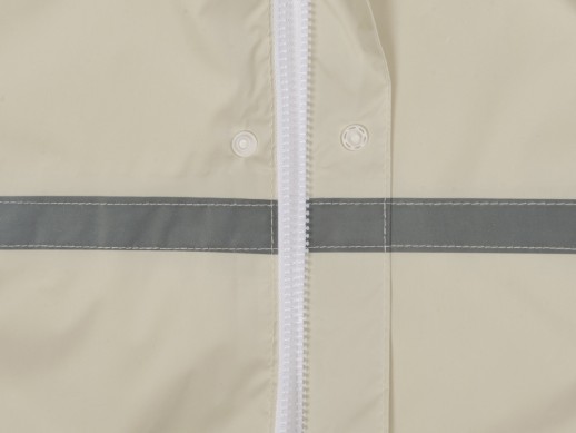 Длинный дождевик Lanai из полиэстера со светоотражающей тесьмой, молочный с нанесением логотипа с нанесением логотипа