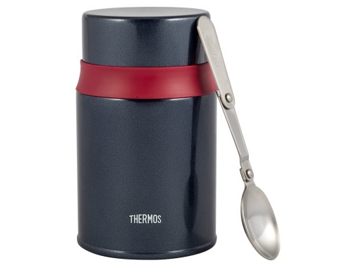 Термос из нерж.стали в комплекте с ложкой тм THERMOS TCLD-520S, синий с нанесением логотипа с нанесением логотипа