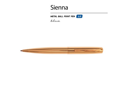 Ручка металлическая шариковая Sienna, золотистый с нанесением логотипа с нанесением логотипа