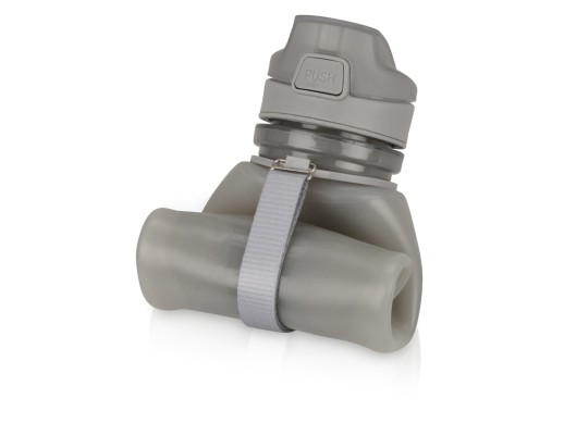 Складная бутылка Твист 500мл, серый с нанесением логотипа с нанесением логотипа