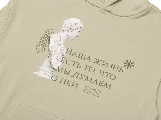 Толстовка с капюшоном оверсайз Berlin унисекс, зеленый оливковый, текстильный принтер с нанесением логотипа с нанесением логотипа
