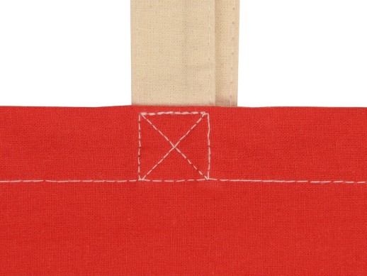 Сумка для шопинга Twin двухцветная из хлопка, 180 г/м2, красный/натуральный