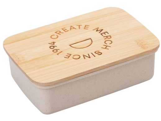 Ланчбокс Lunch с крышкой, бежевый (гравировка)