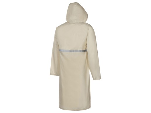 Длинный дождевик Lanai  из полиэстера со светоотражающей тесьмой, молочный с нанесением логотипа с нанесением логотипа
