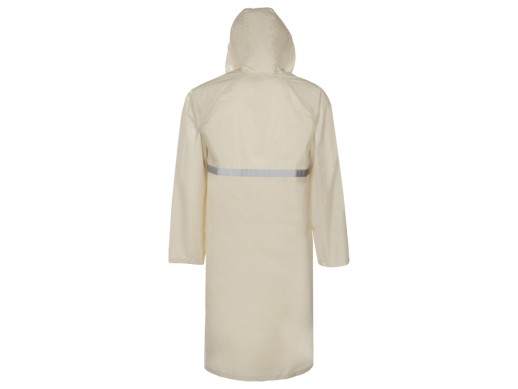 Длинный дождевик Lanai  из полиэстера со светоотражающей тесьмой, молочный с нанесением логотипа с нанесением логотипа