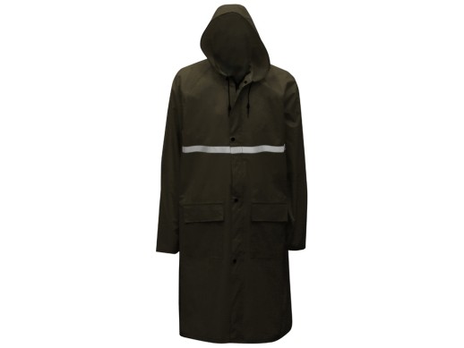 Длинный дождевик Lanai  из полиэстера со светоотражающей тесьмой, молочный с нанесением логотипа с нанесением логотипа