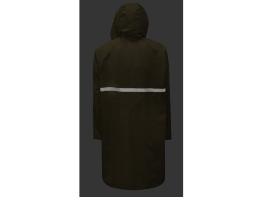 Длинный дождевик Lanai  из полиэстера со светоотражающей тесьмой, молочный с нанесением логотипа с нанесением логотипа