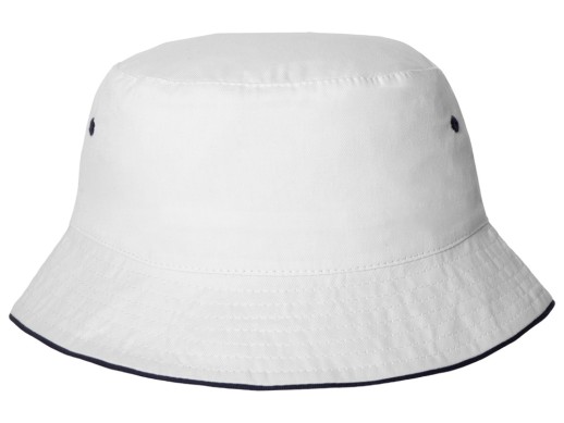 Панама с контрастной окантовкой , белый/темно-синий с нанесением логотипа с нанесением логотипа