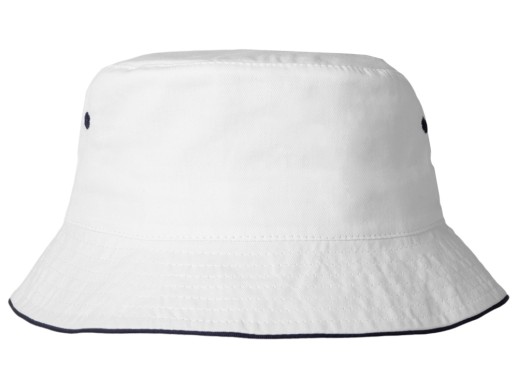 Панама с контрастной окантовкой , белый/темно-синий с нанесением логотипа с нанесением логотипа